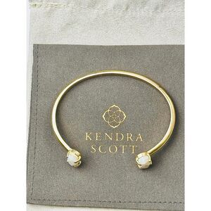 Kendra Scott Gold Cuff Bracelet with White Stone Accents Elegant‎ Jewelry